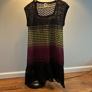 Missoni Black, Yellow, and Pink Mesh Mini Dress